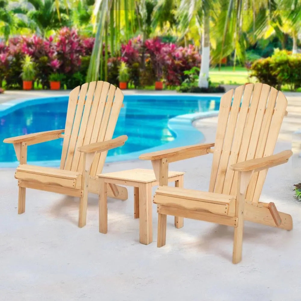 Gardeon 3 Piece Wooden Outdoor Beach Chair and Table Set Deals499