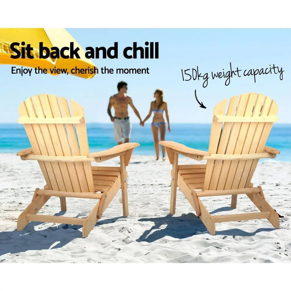 Gardeon 3 Piece Wooden Outdoor Beach Chair and Table Set Deals499