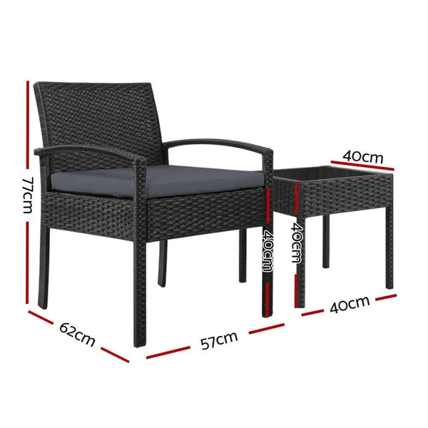 Gardeon 3-piece Outdoor Set - Black Deals499