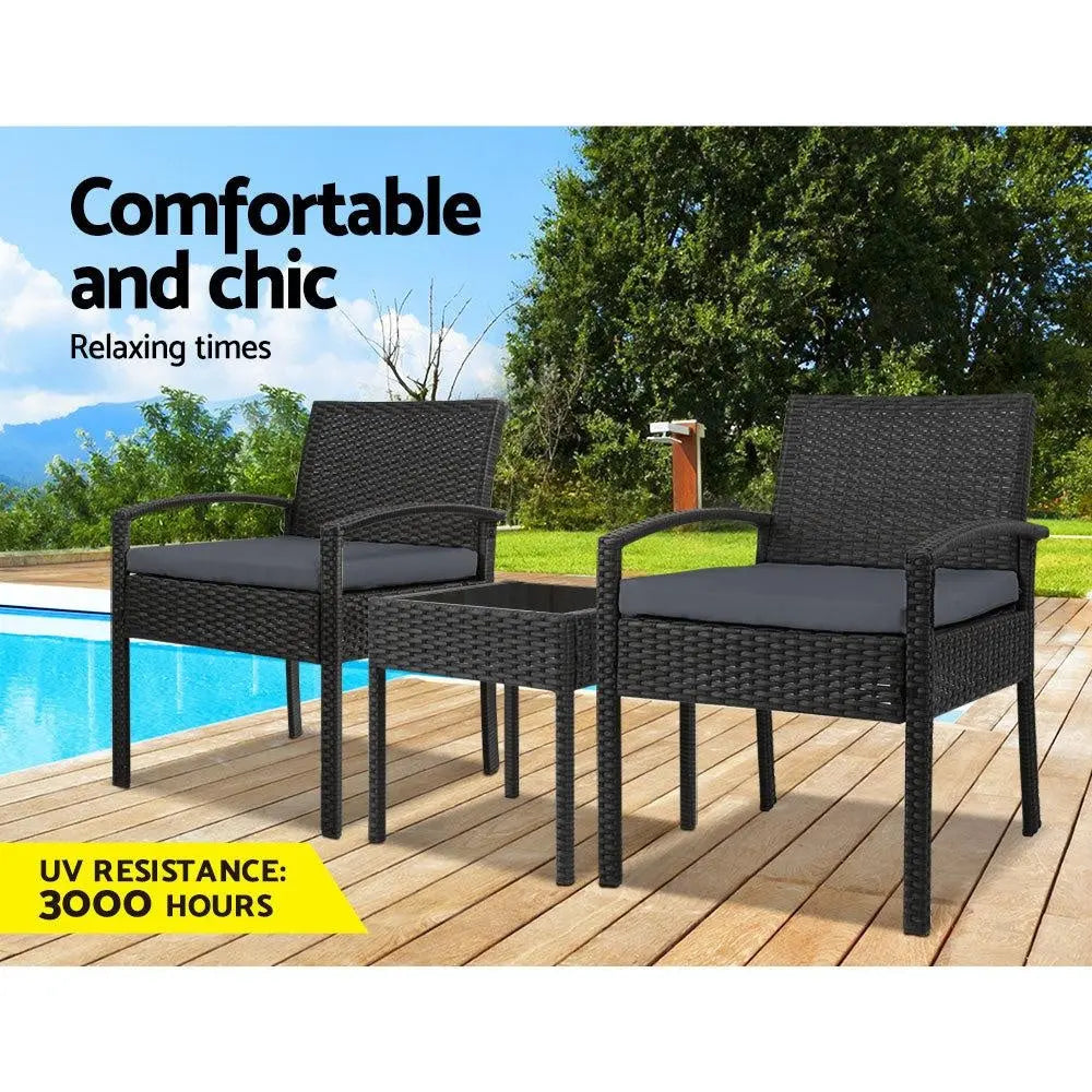 Gardeon 3-piece Outdoor Set - Black Deals499