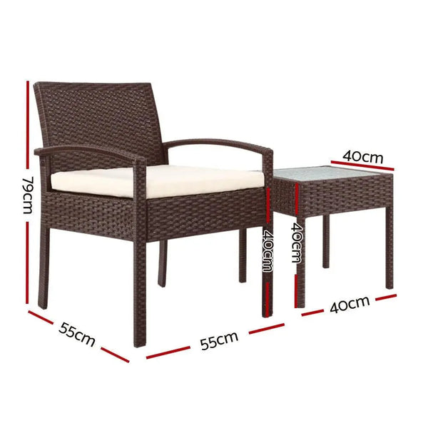Gardeon 3-piece Outdoor Set - Brown Deals499