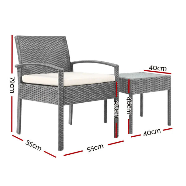 Gardeon 3-piece Outdoor Set - Grey Deals499