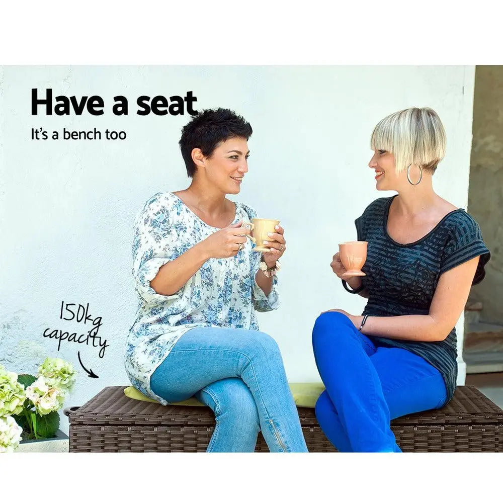 Gardeon 320L Outdoor Wicker Storage Box - Brown Deals499