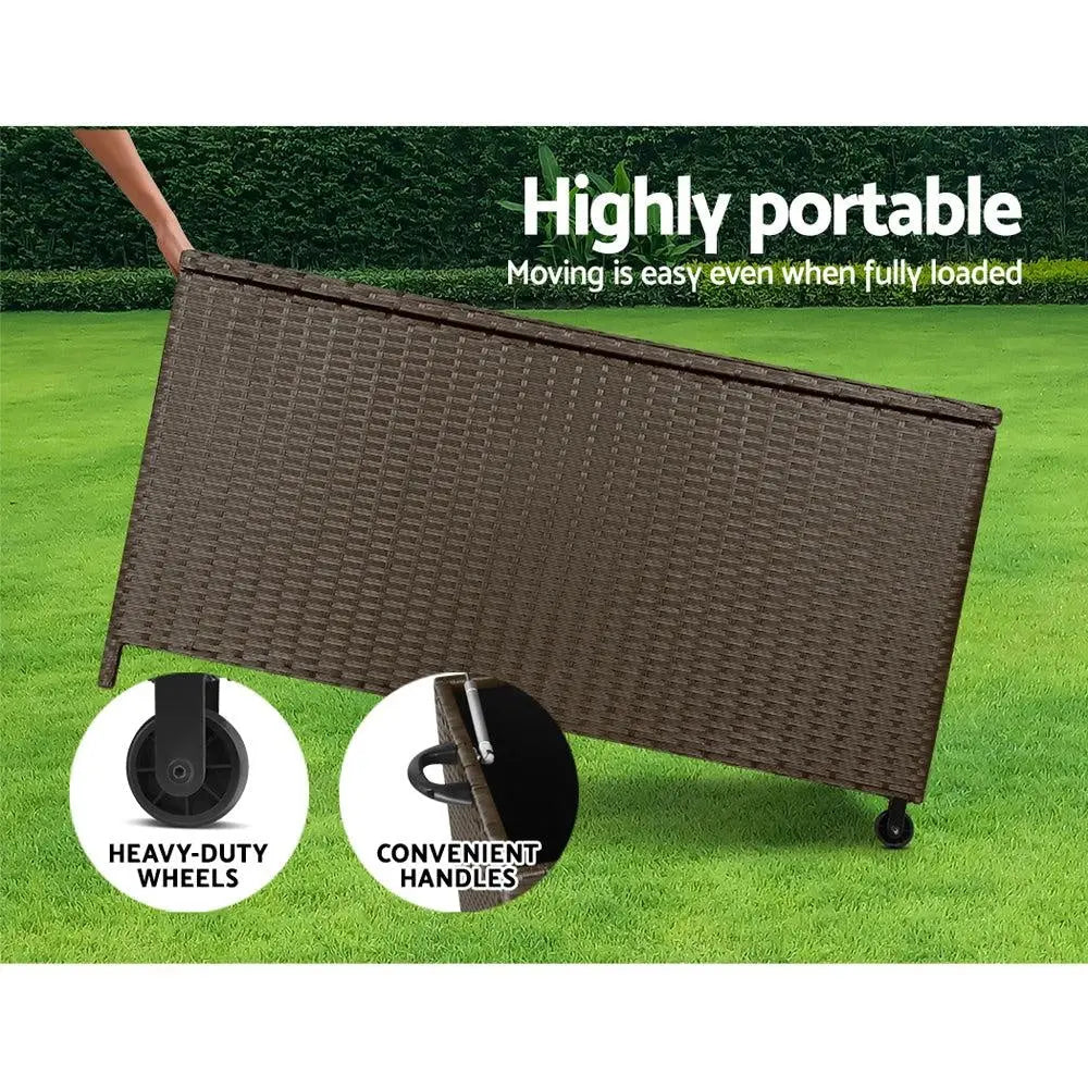Gardeon 320L Outdoor Wicker Storage Box - Brown Deals499