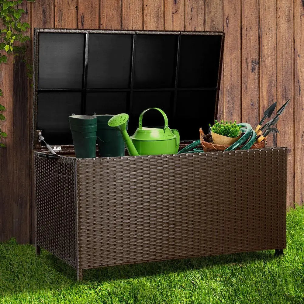 Gardeon 320L Outdoor Wicker Storage Box - Brown Deals499
