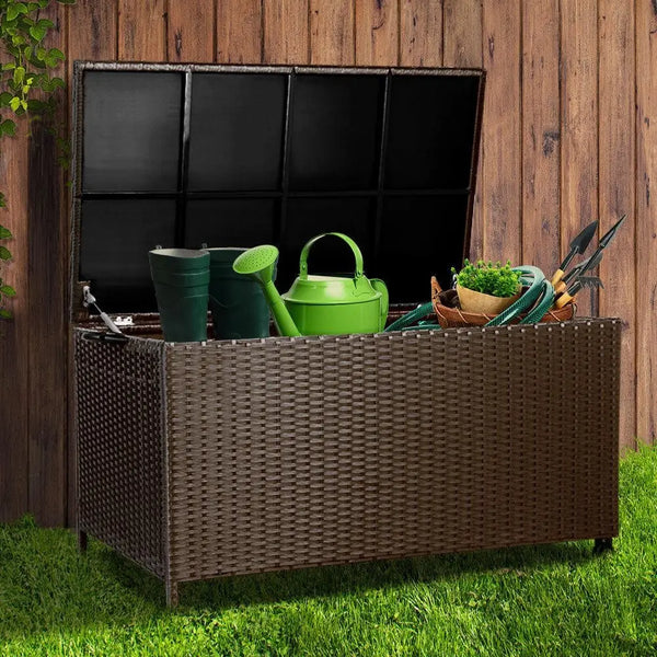 Gardeon 320L Outdoor Wicker Storage Box - Brown Deals499