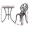 Gardeon 3PC Outdoor Setting Cast Aluminium Bistro Table Chair Patio Black Deals499