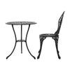 Gardeon 3PC Outdoor Setting Cast Aluminium Bistro Table Chair Patio Black Deals499