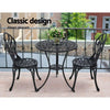 Gardeon 3PC Outdoor Setting Cast Aluminium Bistro Table Chair Patio Black Deals499