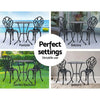 Gardeon 3PC Outdoor Setting Cast Aluminium Bistro Table Chair Patio Black Deals499