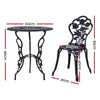 Gardeon 3PC Outdoor Setting Cast Aluminium Bistro Table Chair Patio Black Deals499