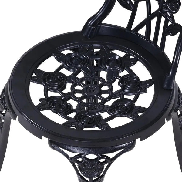 Gardeon 3PC Outdoor Setting Cast Aluminium Bistro Table Chair Patio Black Deals499