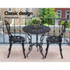 Gardeon 3PC Outdoor Setting Cast Aluminium Bistro Table Chair Patio Black Deals499