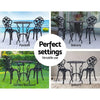 Gardeon 3PC Outdoor Setting Cast Aluminium Bistro Table Chair Patio Black Deals499