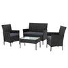 Gardeon 4-piece Wicker Outdoor Set - Black Deals499