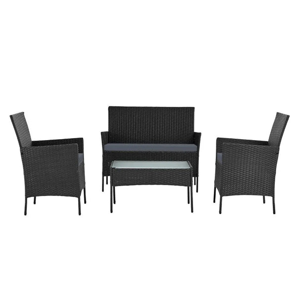 Gardeon 4-piece Wicker Outdoor Set - Black Deals499