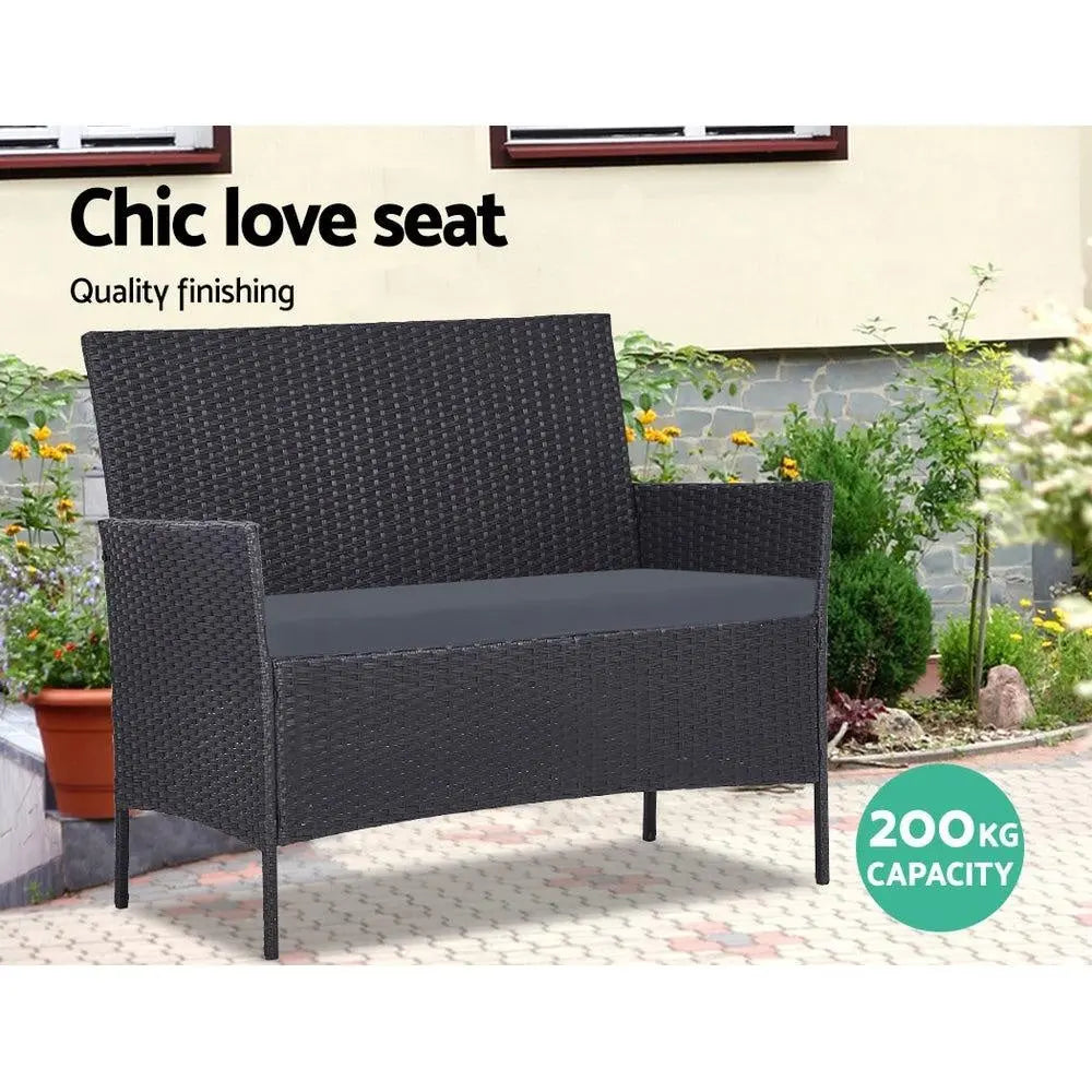 Gardeon 4-piece Wicker Outdoor Set - Black Deals499