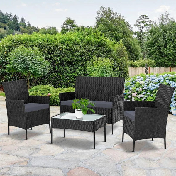 Gardeon 4-piece Wicker Outdoor Set - Black Deals499