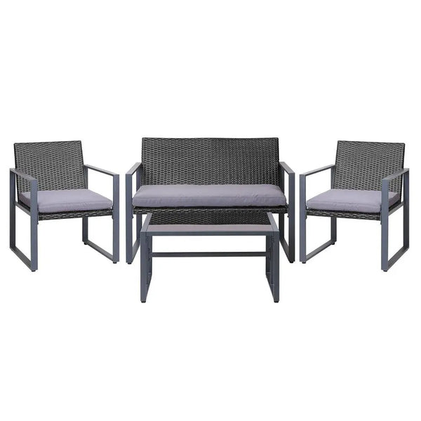 Gardeon 4PC Outdoor Furniture Patio Table Chair Black Deals499