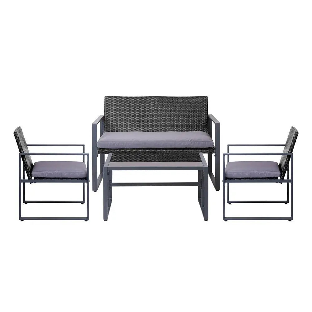 Gardeon 4PC Outdoor Furniture Patio Table Chair Black Deals499