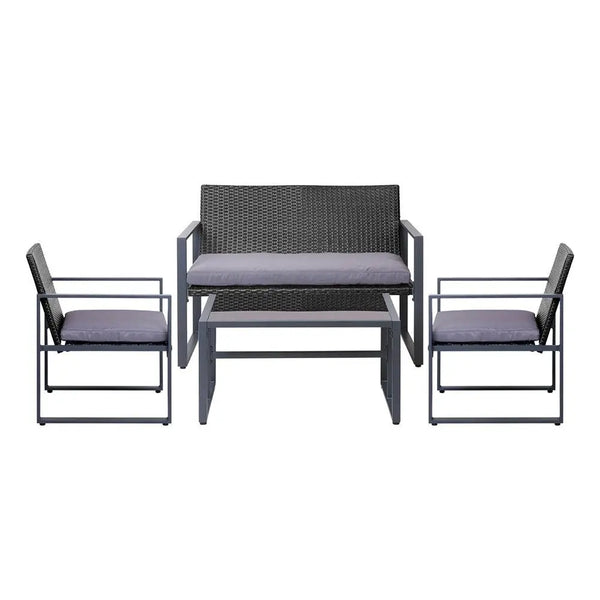 Gardeon 4PC Outdoor Furniture Patio Table Chair Black Deals499