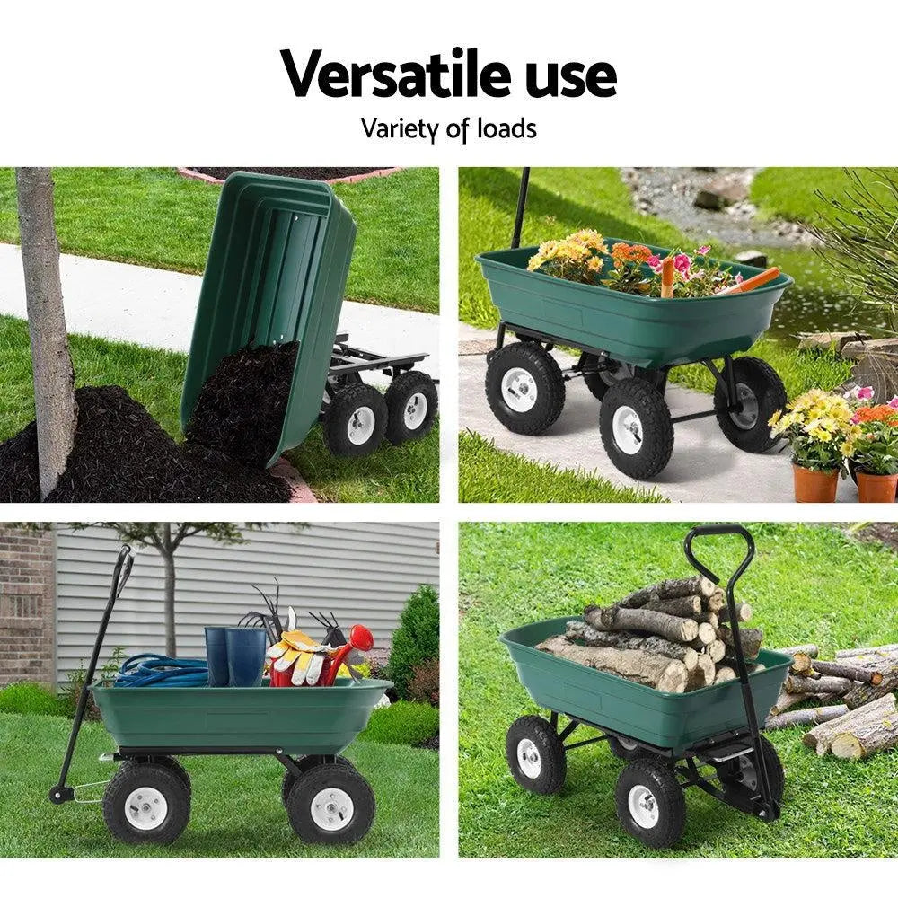 Gardeon 75L Garden Dump Cart - Green Deals499