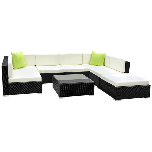 Gardeon 8PC Sofa Set with Storage Cover Outdoor Furniture Wicker Deals499