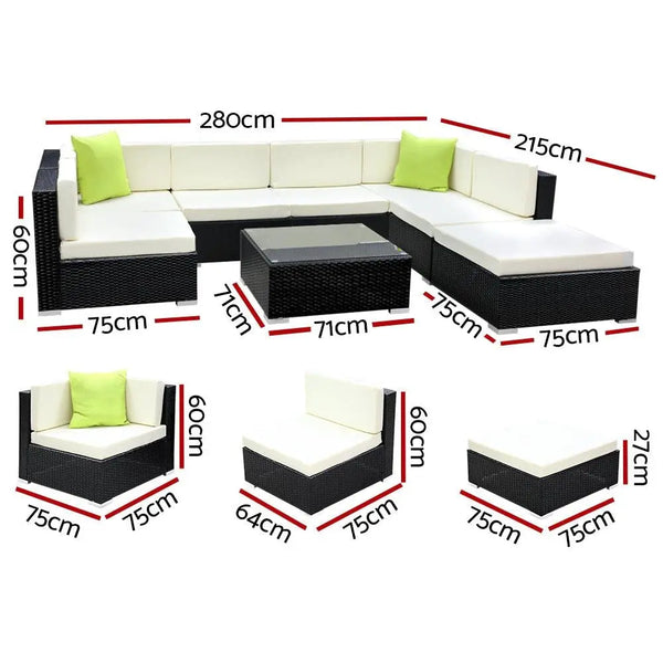 Gardeon 8PC Sofa Set with Storage Cover Outdoor Furniture Wicker Deals499