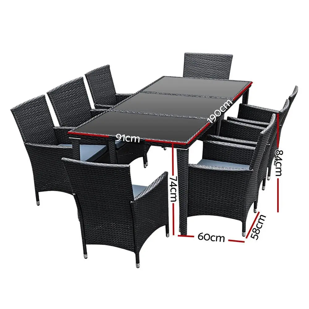 Gardeon 9 Piece Outdoor Dining Set - Black Deals499