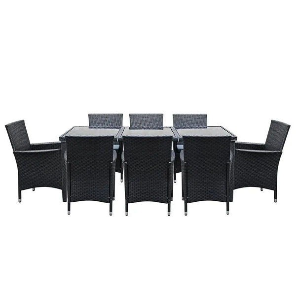 Gardeon 9 Piece Outdoor Dining Set - Black Deals499