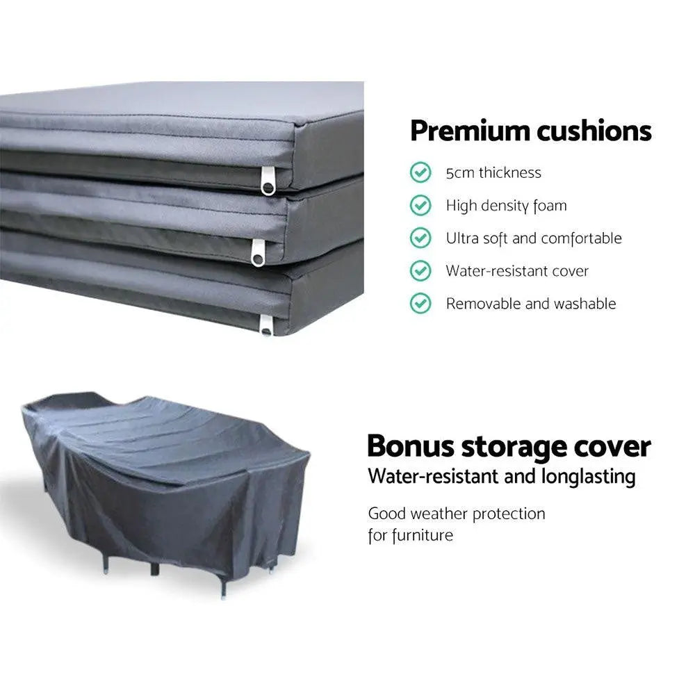 Gardeon 9 Piece Outdoor Dining Set - Black Deals499