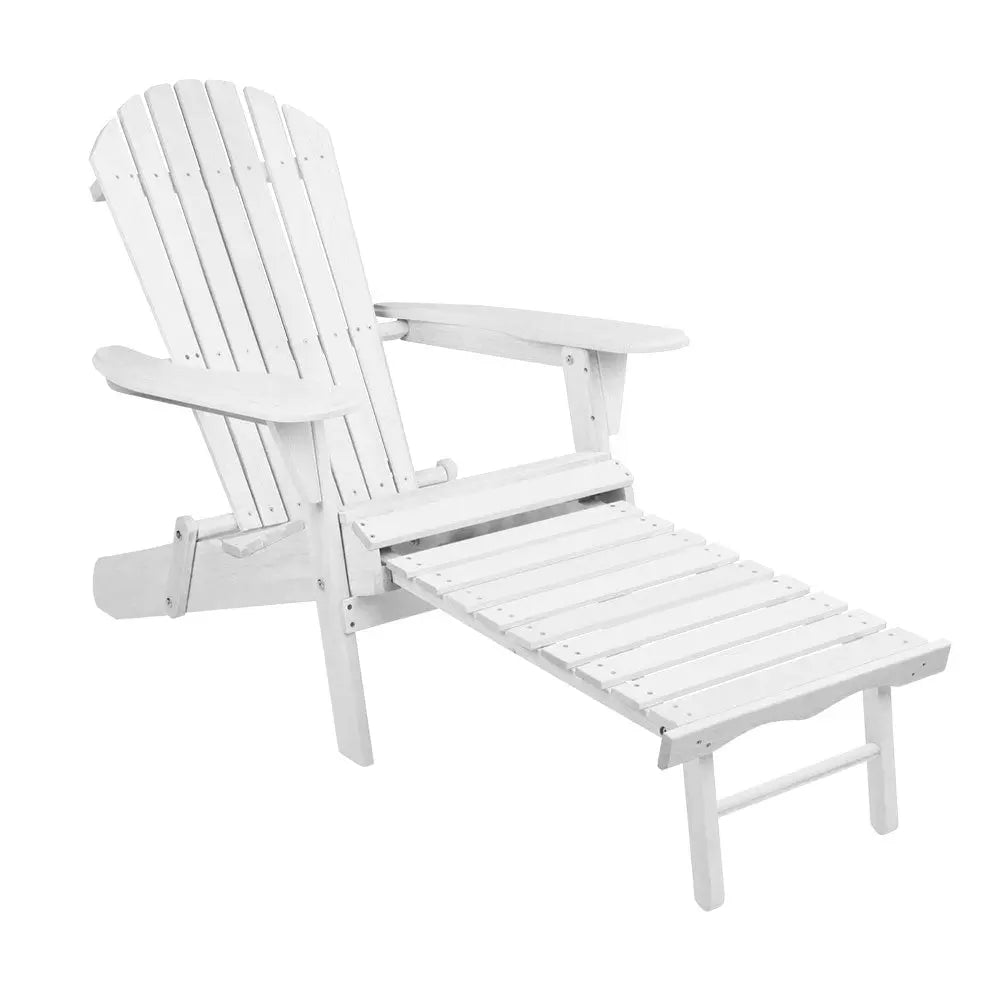 Gardeon Adirondack Beach Chair with Ottoman - White Deals499
