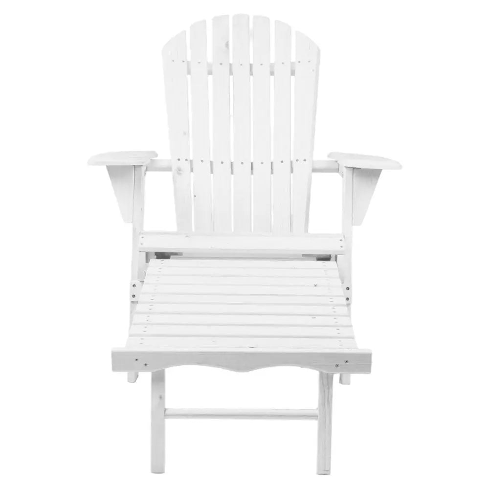 Gardeon Adirondack Beach Chair with Ottoman - White Deals499