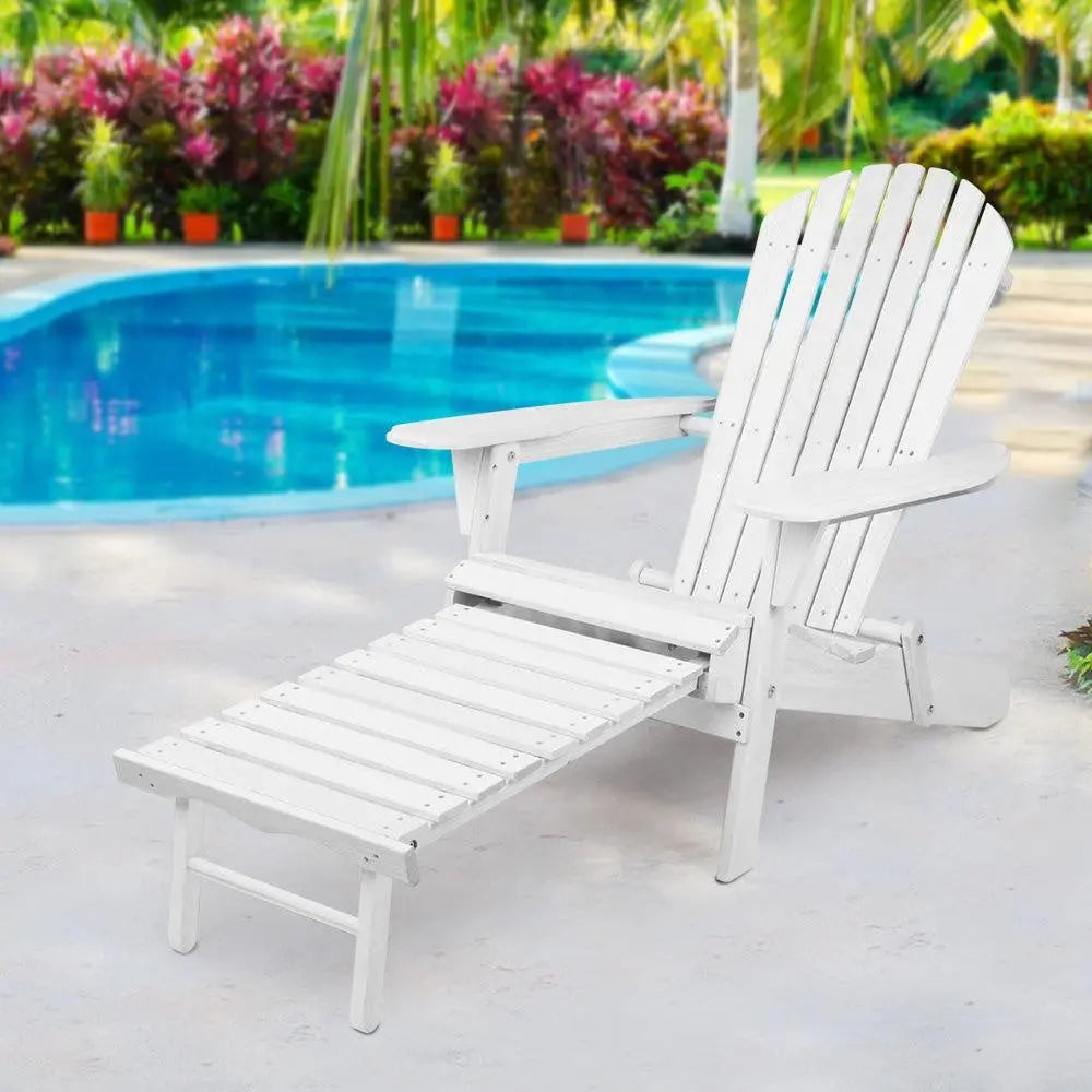 Gardeon Adirondack Beach Chair with Ottoman - White Deals499