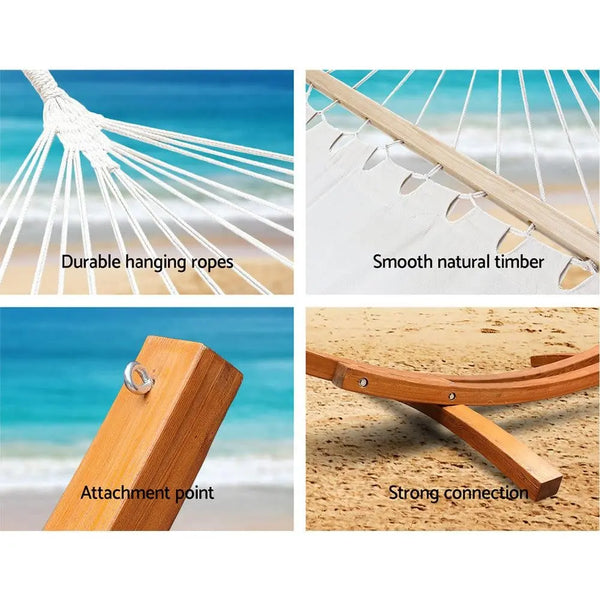Gardeon Double Hammock with Wooden Hammock Stand Deals499
