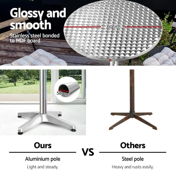 Gardeon Outdoor Bar Table Aluminium Dining Table Round 70CM Deals499