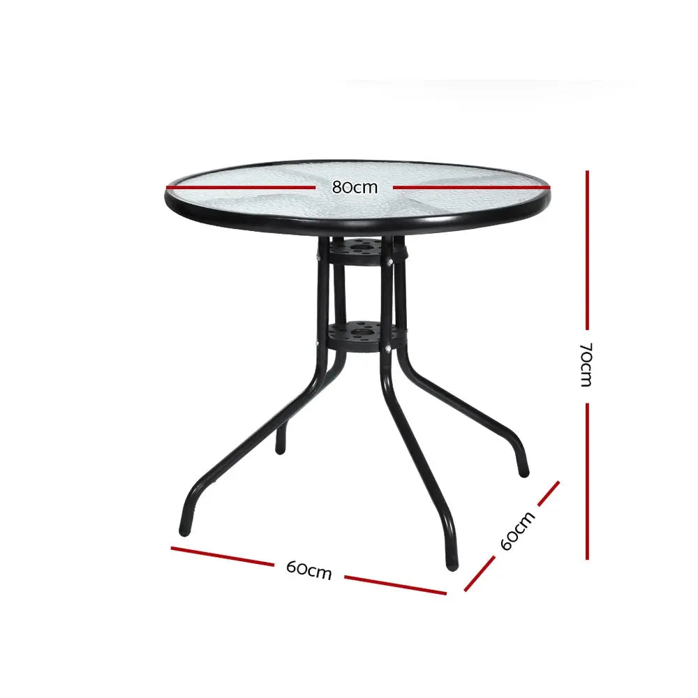 Gardeon Outdoor Dining Table Bar Setting Steel Glass 70CM Deals499