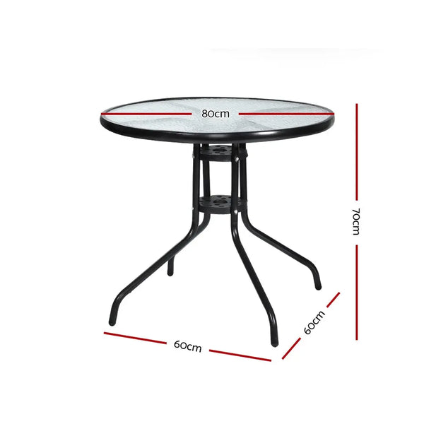 Gardeon Outdoor Dining Table Bar Setting Steel Glass 70CM Deals499