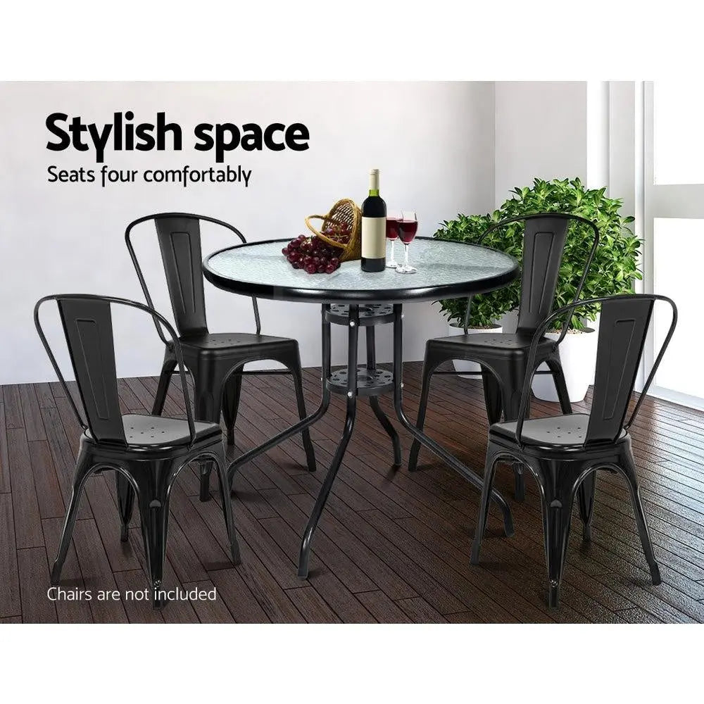 Gardeon Outdoor Dining Table Bar Setting Steel Glass 70CM Deals499