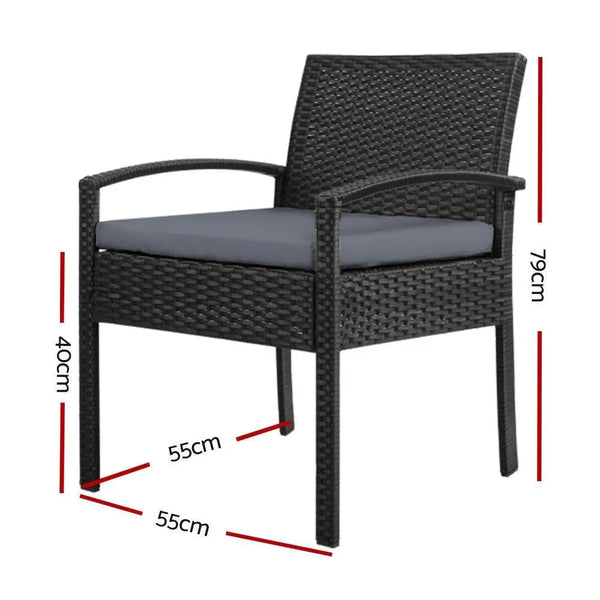 Gardeon Outdoor Furniture Bistro Wicker Chair Black Deals499