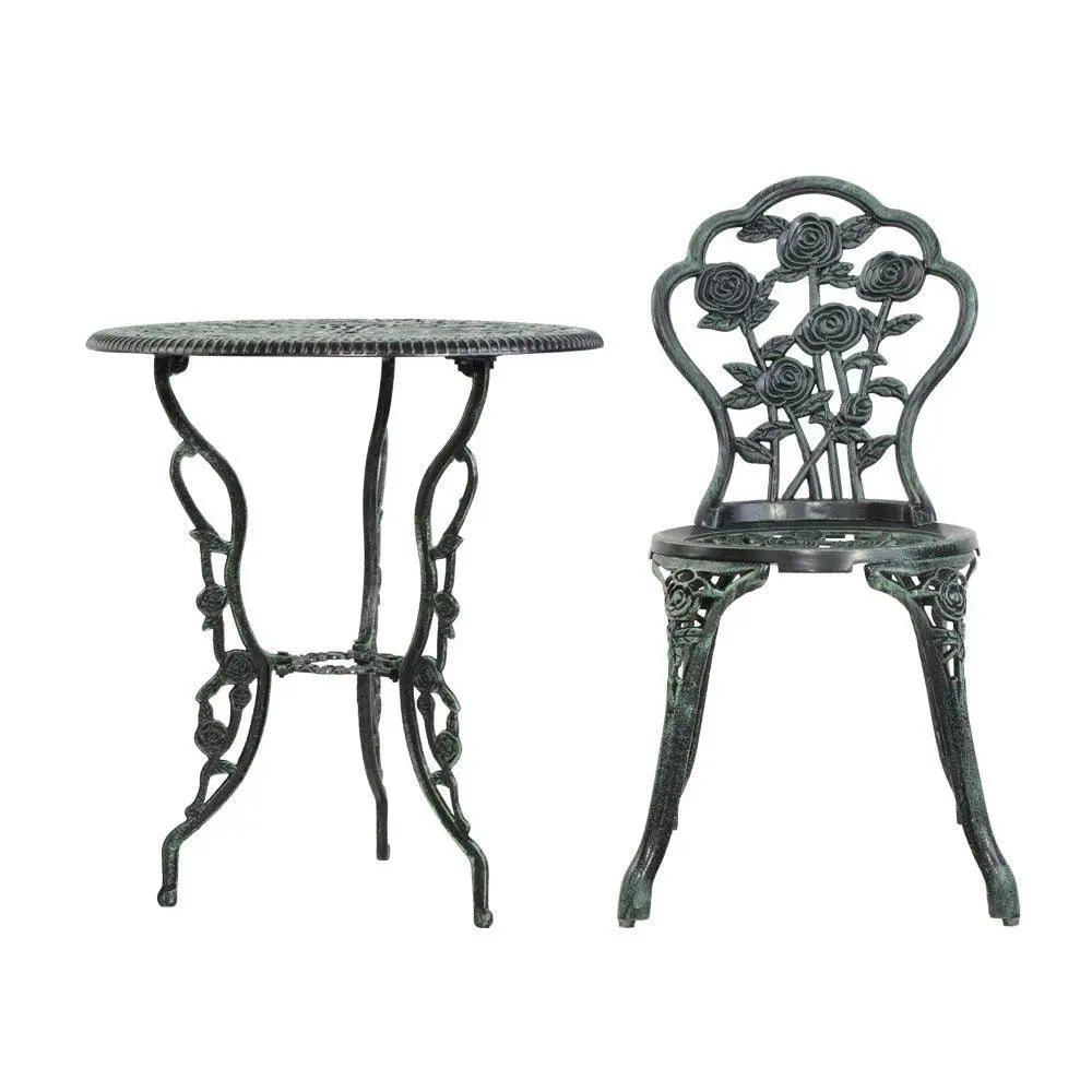 Gardeon Outdoor Furniture Chairs Table 3pc Aluminium Bistro Green Deals499