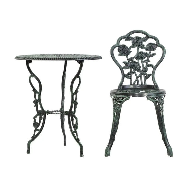 Gardeon Outdoor Furniture Chairs Table 3pc Aluminium Bistro Green Deals499