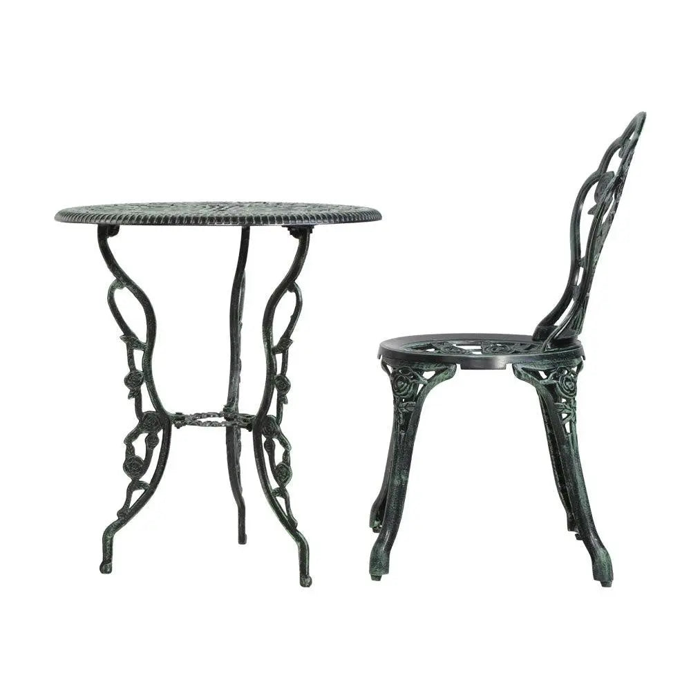 Gardeon Outdoor Furniture Chairs Table 3pc Aluminium Bistro Green Deals499