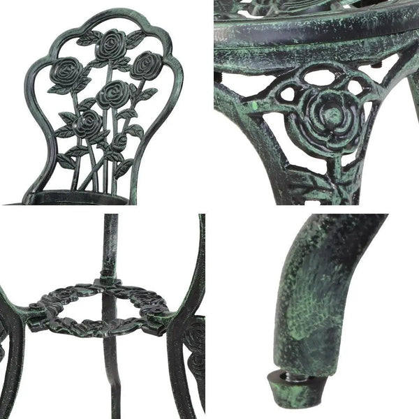 Gardeon Outdoor Furniture Chairs Table 3pc Aluminium Bistro Green Deals499