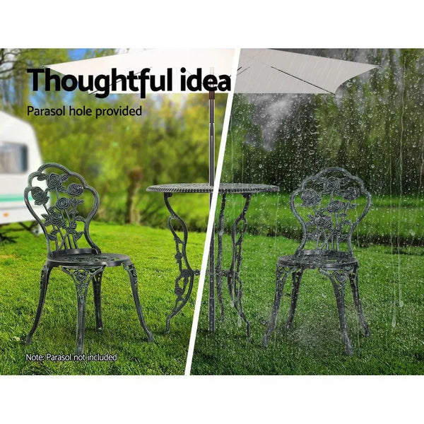 Gardeon Outdoor Furniture Chairs Table 3pc Aluminium Bistro Green Deals499