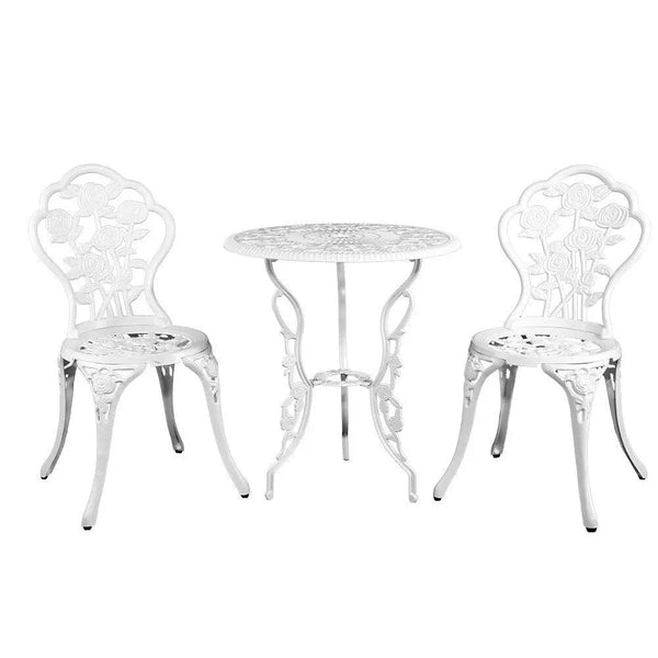Gardeon Outdoor Furniture Chairs Table 3pc Aluminium Bistro White Deals499