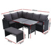 Gardeon Outdoor Furniture Dining Setting Sofa Set Lounge Wicker 8 Seater Black Deals499