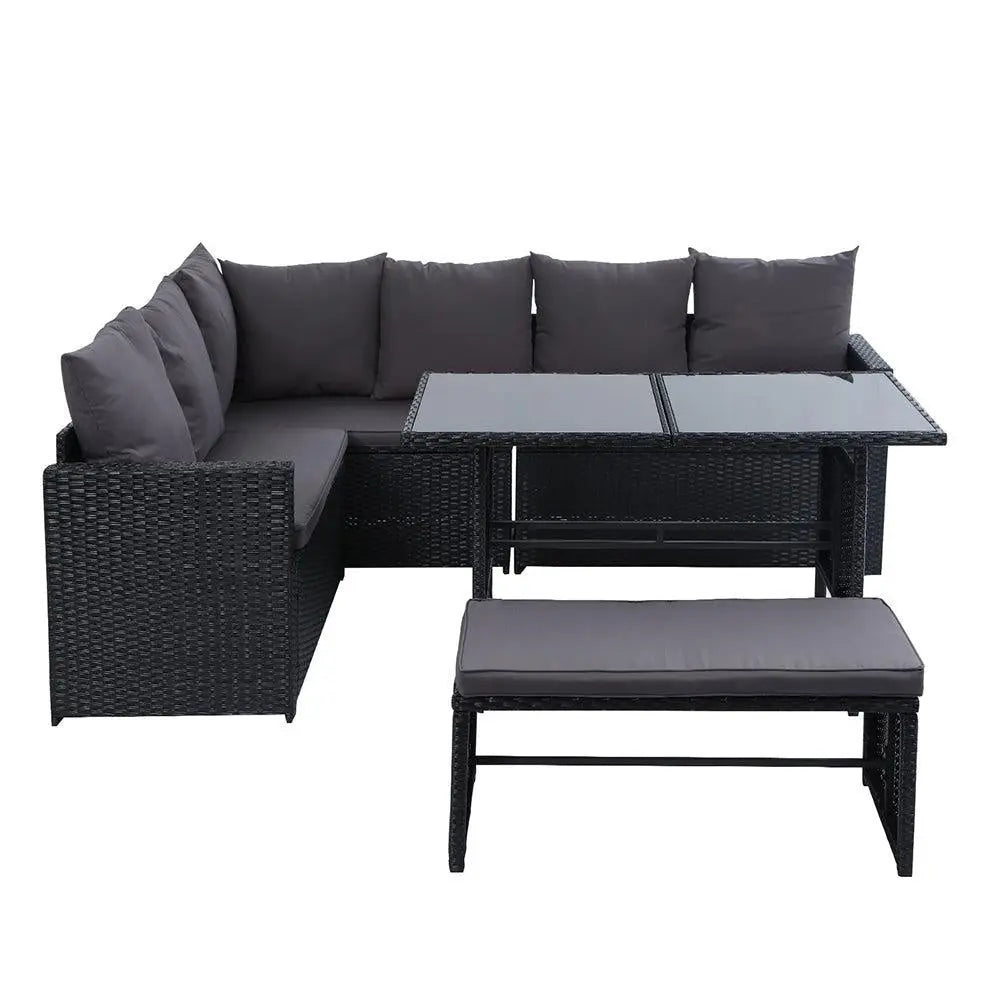 Gardeon Outdoor Furniture Dining Setting Sofa Set Lounge Wicker 8 Seater Black Deals499
