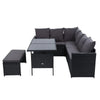 Gardeon Outdoor Furniture Dining Setting Sofa Set Lounge Wicker 8 Seater Black Deals499