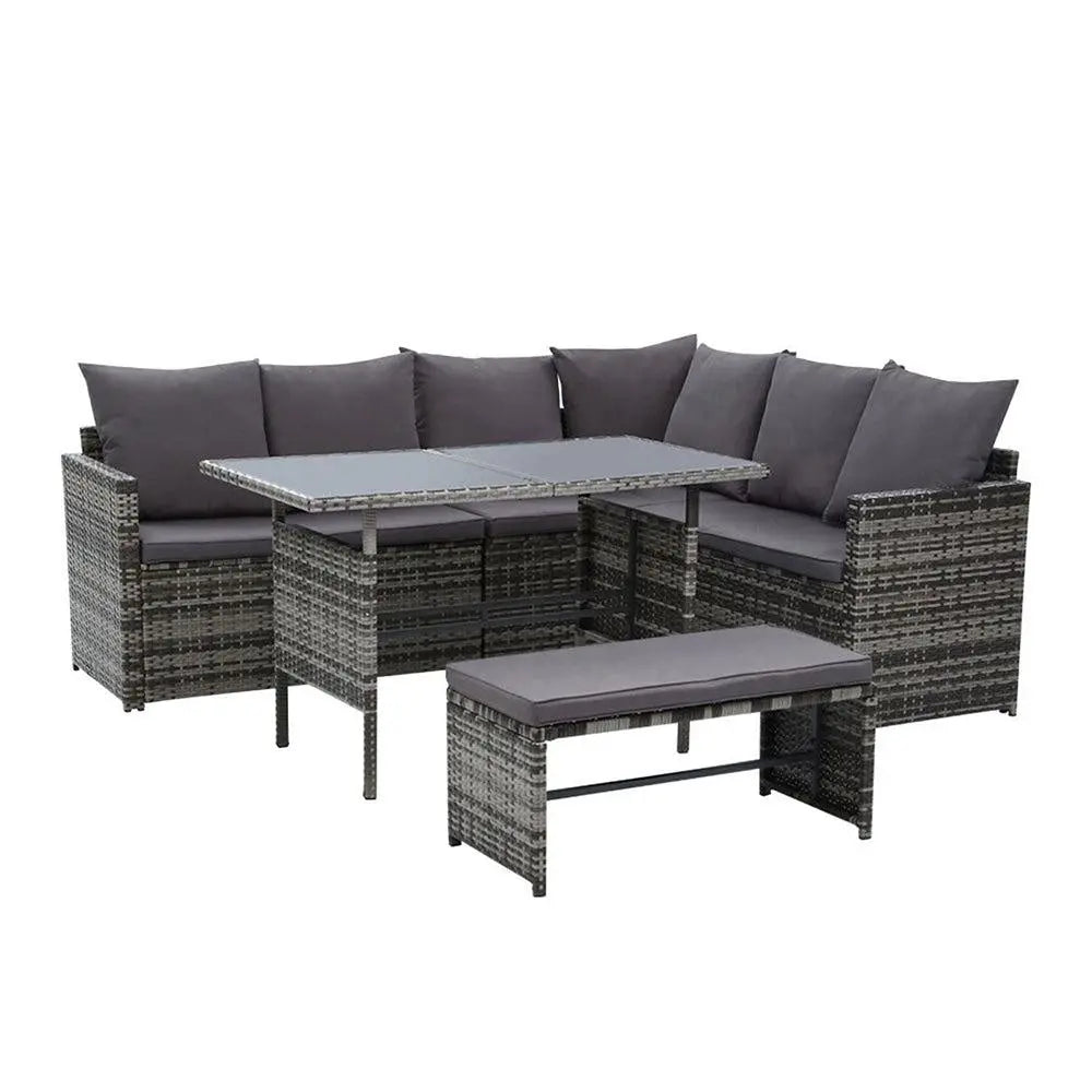 Gardeon Outdoor Furniture Dining Setting Sofa Set Lounge Wicker 8 Seater Mixed Grey Deals499
